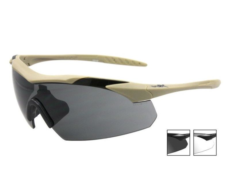 Wiley X Vapor tactical glasses - Grey/Clear Tan Frame