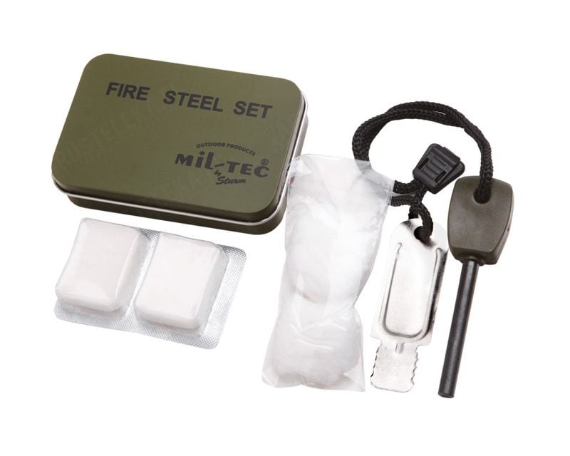 Mil-Tec Survival fire-starting set - Fire Steel Set Olive