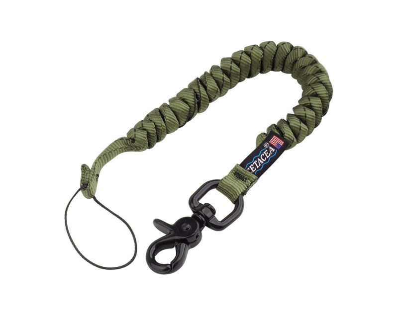 Cetacea Tactical Trigger Snap Covered Mini Coil Tether - Olive Drab