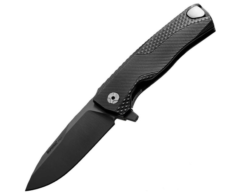 LionSteel ROK Aluminum Black Blade Black Folding Knife