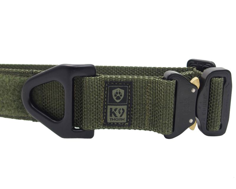 K9 Thorn Cobra Alpha Tactical Dog Collar - Olive - For Big Dogs