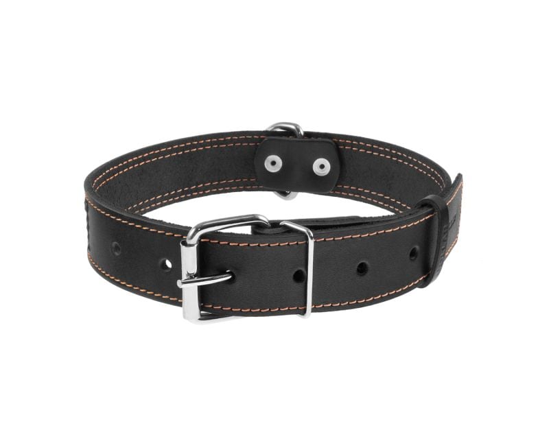 WauDog Leather dog collar with reflector - 35 mm
