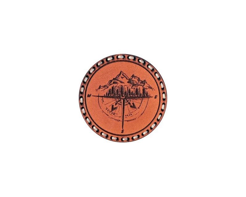 Tigerwood leather patch - Wind Rose - Light Brown