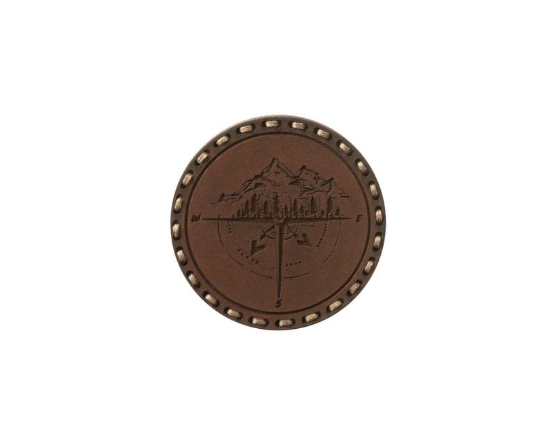 Tigerwood leather patch - Wind Rose - Brown