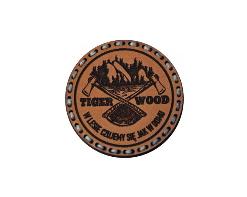 Tigerwood Two Axes Leather Patch - Light Brown