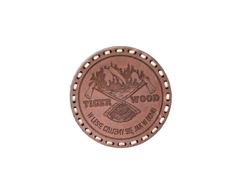 Tigerwood Two Axes leather patch - Brown