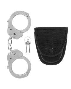 ESP nickel plated chain handcuffs with holster