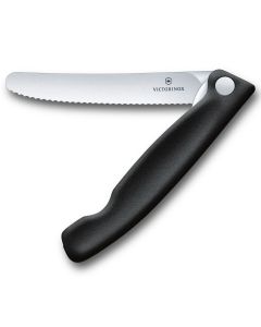 Victorinox Serrated Rounded Tip Kitchen Knife - Black
