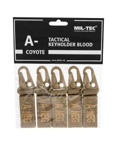 Mil-Tec keychain blood type A - Coyote - 5 pcs.